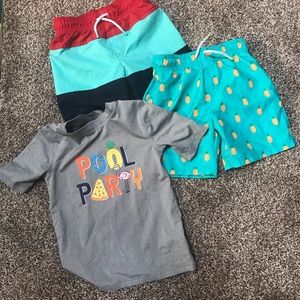Cat & Jack Boys 5T swim shorts/rash guard shirt